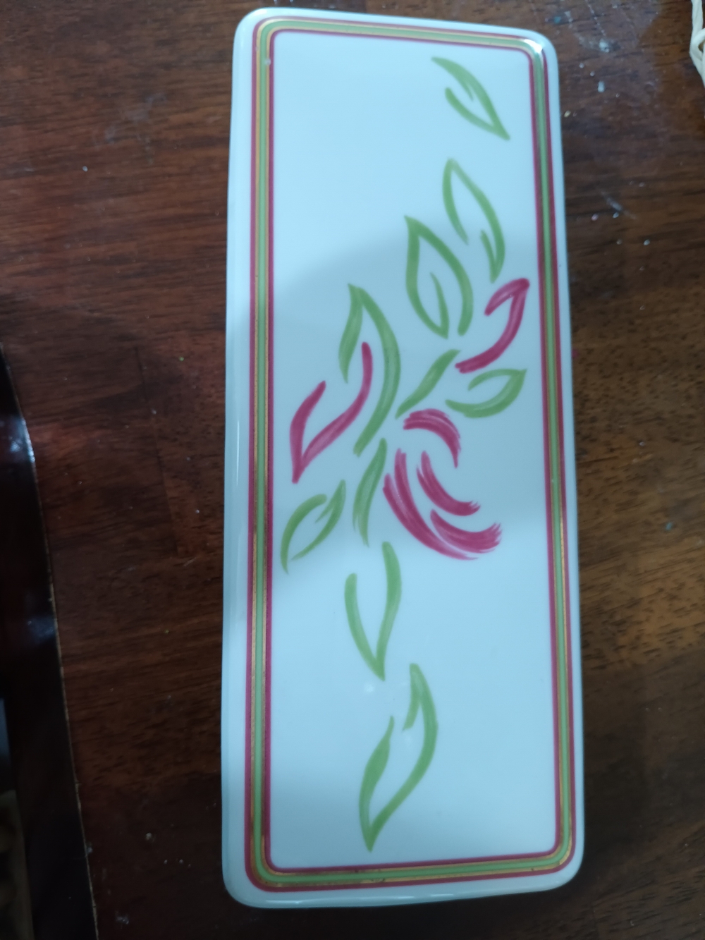 Decorative Leaf & Floral Ceramic Wall Plaque in White, Green & Pink